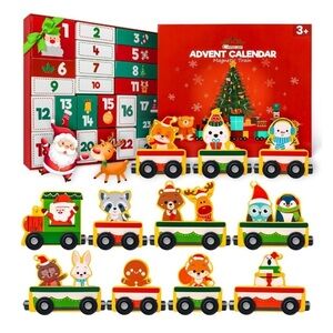 Advent Calendar Magnetic Wooden Train Kids Christmas Advent Calendar Santa